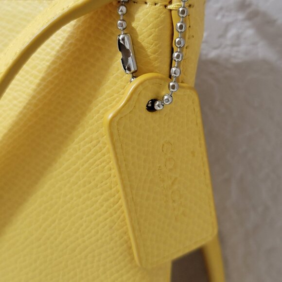 COACH Butter Yellow Pebbled Leather Crossbody File Bag - Picture 4 of 8